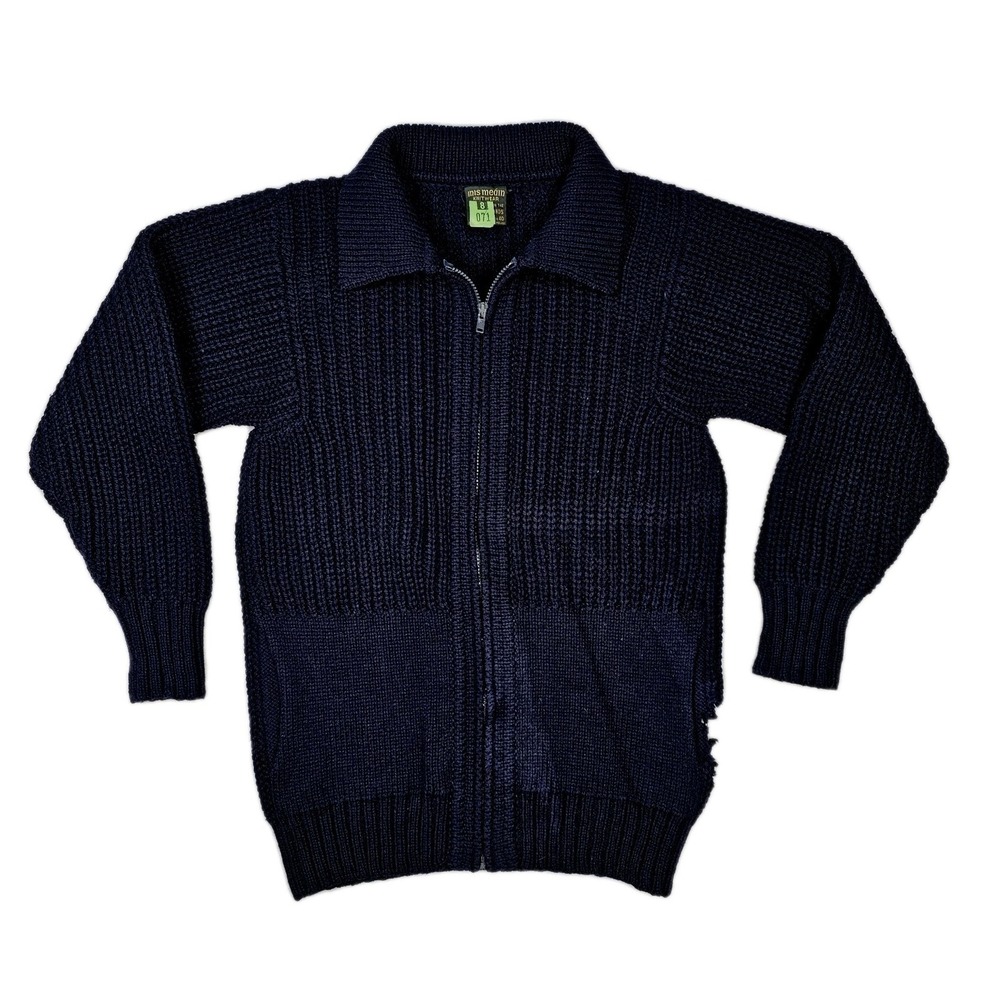 Vtg Inis Meain Aran Cable Zip Sweater 40 Wool Navy Fisherman Heavyweight Ireland